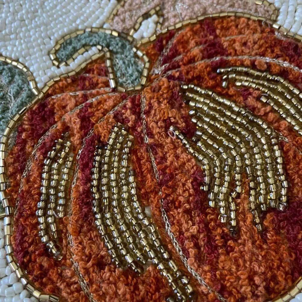 Tahari PUMPKIN  Beaded Placemat Charger 15